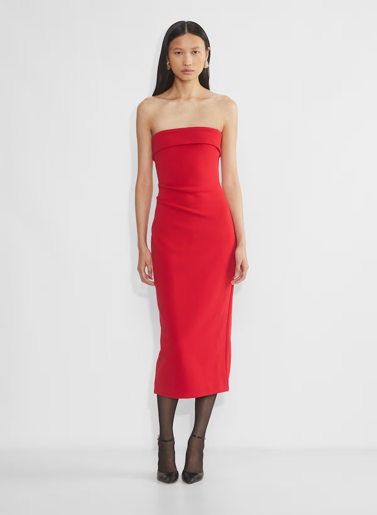 red strapless dress